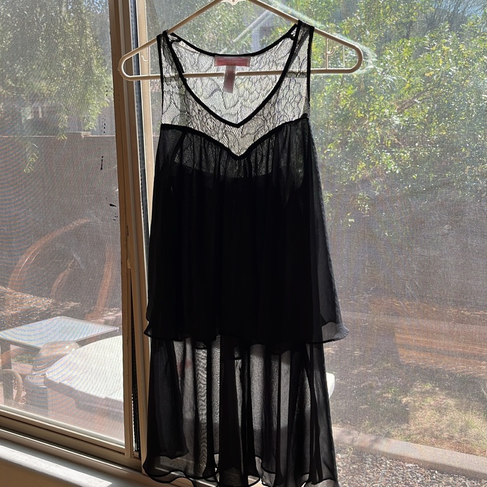 OSCAR DE LA RENTA PINK LABEL black lace top - Picture 5 of 6